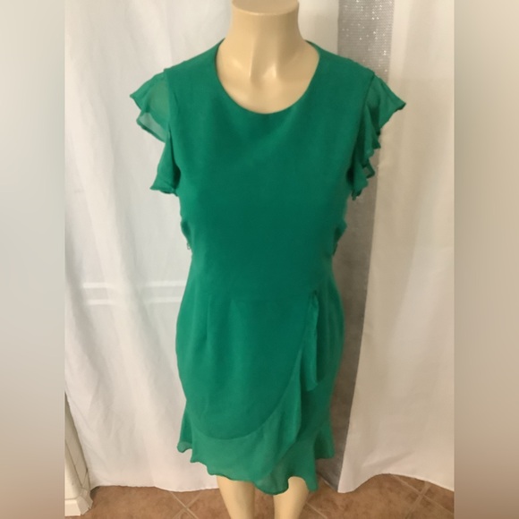 Selby Green High Low Dress with Ruffle Sleeves - Picture 5 of 7
